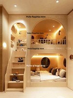 Hochwertiges Zweistöckiges Etagenbett für Jungen und Mädchen Prinzessinnen-Schloss-Design Massivholz Hochbett Multifunktionaler Schlichtheit-Stil