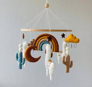 Llama de alpacas para bebé y niño, juguete de cuna de lana de fieltro, Móvil, Música colgante, bohemio, arcoíris - Product Image 2