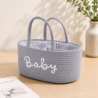 Panier de rangement rectangulaire multifonction en corde de coton tressée, style INS, pour jouets, vêtements, articles divers, organisation de cosmétiques