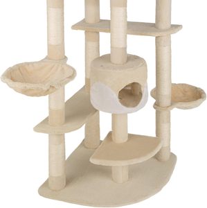 Árbol de poste para rascar gatos ajustable blanco beige con 2 casas y 4 plataformas conos y cable incluidos - Product Image 4