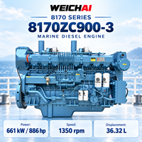 Moteur de propulsion principale marine WEICHAI 8170ZC900-3 661 kW 886 CV, moteur diesel 36,3 L 1350 tr/min pour remorqueur, navire de transport de marchandises, bateau de travail
