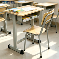 Table individuelle en gros pour école, bureau d'élève en bois, chaise d'apprentissage, bureau et chaise d'école en métal pour salle de classe