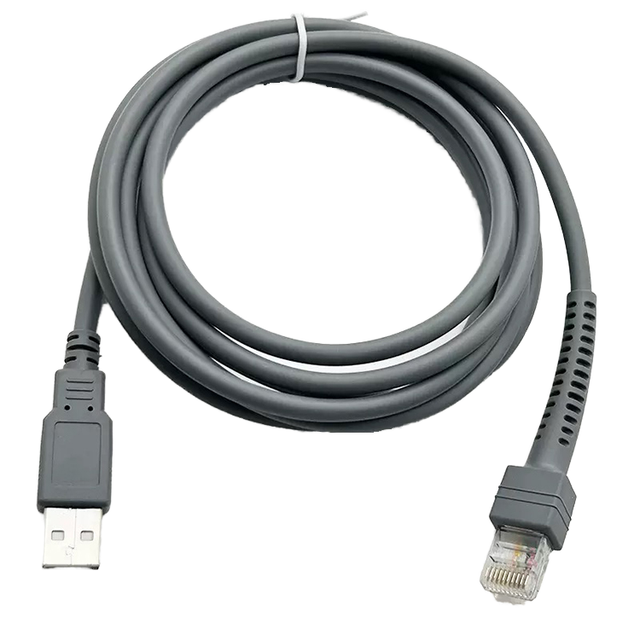 USB 2.0 Barcode Scanner Data Cable 2M Replacement Cord Compatible With Motorola Symbol LS2208 LS4208 Barcode Reader