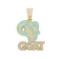 Pendentif unisexe en pierre naturelle style européen et américain, motif chèvre, plaqué or, pour rappeur, hip-hop, punk, mode, breloques