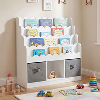 Étagère de rangement pour livres d'enfants, bibliothèque à 4 niveaux pour tout-petits, présentoir à livres en bois festonné pour salle de jeux, chambre d'enfant