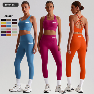18 colori 3 modi per indossare Set Yoga | Allenamento nudo con reggiseno con cinturino e Leggings Lifting | Abbigliamento quotidiano da ginnastica - Product Image 1