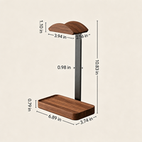 Support pour casque audio en bois vintage avec plateau de rangement pour la maison, le bureau et les jeux sur ordinateur