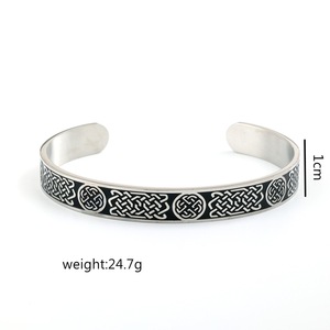 Yunnique European American Retro Tibetan <b>Silver</b> <b>Cuff</b> <b>Bracelet</b> Unisex Celtic Knot Design Clothing Matching Gift Jewelry - Product Image 5
