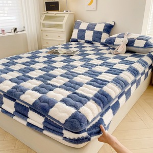Thick Quilted Winter Coral Fleece Mattress Cover <b>Single</b> Piece - Product Image 3