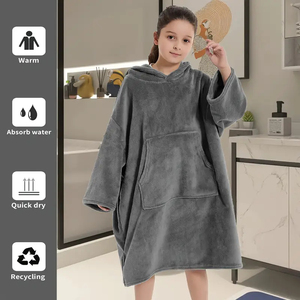 <span class=keywords><strong>Serviette</strong></span> de bain en molleton de corail en peluche super douce avec une grande poche absorbant l'eau et une ouverture latérale à l'ourlet, adaptée à la plage - Product Image 1