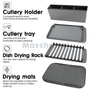 Multifunctional <b>Kitchen</b> Folding Draining Dish Fork <b>Storage</b> Sink <b>Rack</b> Drying Dish Drying <b>Rack</b> With Dish Mat - Product Image 2