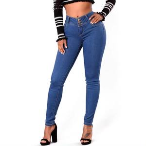 Jeans en jean skinny extensible taille haute pour femmes <span class=keywords><strong>jegging</strong></span> sinueux contrôle du ventre en dentelle en détresse foncé XL décontracté pour l'été et l'hiver - Product Image 2