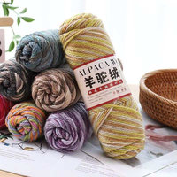 Fil fantaisie 100 % laine d'alpaga, écologique, anti-boulochage, pour tricot à la main, crochet, DIY, épaisseur moyenne, pour pulls et châles, motif teint
