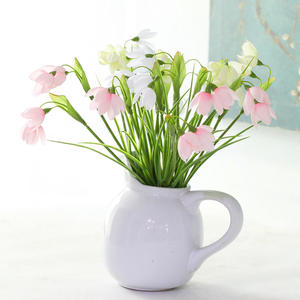 Venta al por mayor de tela de seda artificial campanillas de las nieves flor 3 tenedores campanillas comunes campanilla realista para el hogar Acción de Gracias Pascua - Product Image 2