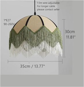 Lustre suspendu en tissu tissé à franges, style vintage, moderne, restaurant, nordique, luxe, îlot de cuisine, salle à manger - Product Image 4