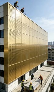 Panneaux de mur-rideau en aluminium modernes, motif perforé, anodisés, anti-corrosion, façade décorative extérieure pour bâtiments - Product Image 2