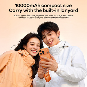 10000mAh Wall Plug Power Bank & <b>Charger</b> Built-in <b>Type</b>-<b>C</b> <b>Cable</b> PD40W Fast Charging Foldable AC LED Display Banks FP-17 Power Bank - Product Image 3