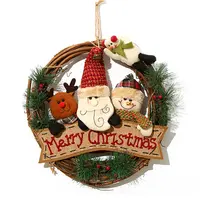 लकड़ी क्रिसमस पुष्पांजलि सजावट दीवार फांसी दरवाजा क्रिसमस सांता क्लॉस स्नोमैन एल्क सजावट माला गहने क्रिसमस लटकन Natu