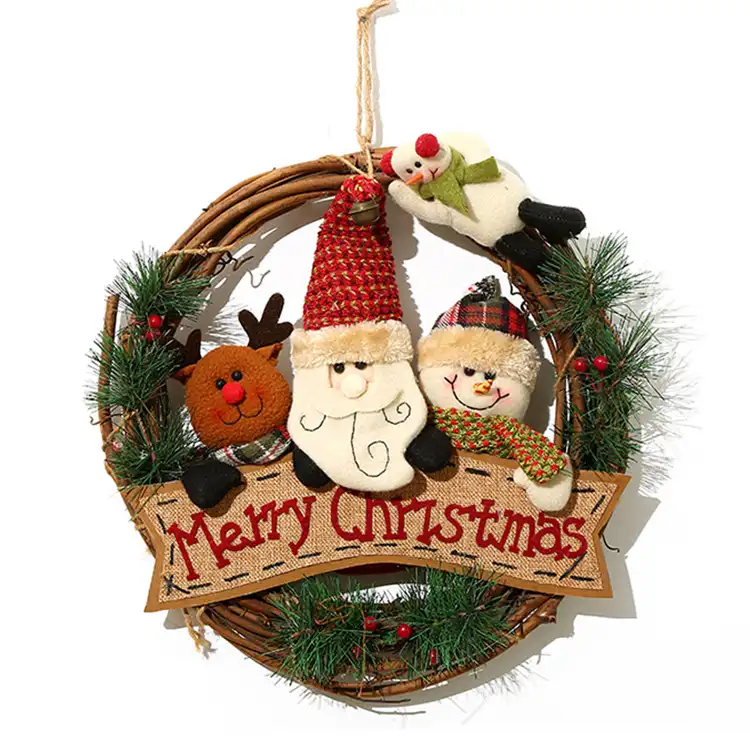 Asas de madeira para pendurar na parede, enfeites de decoração natalina para pendurar na parede de papai noel e boneco de neve