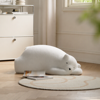 Canapé paresseux Ours polaire, siège individuel en forme d'animal mignon, chaise de sol design en forme d'ours en peluche pour salon et chambre