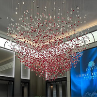 Lustre moderne à étages en cristal, perles de verre, structure en acier inoxydable, suspension LED, luxe pour la maison et le bureau, hauteur réglable, moyen
