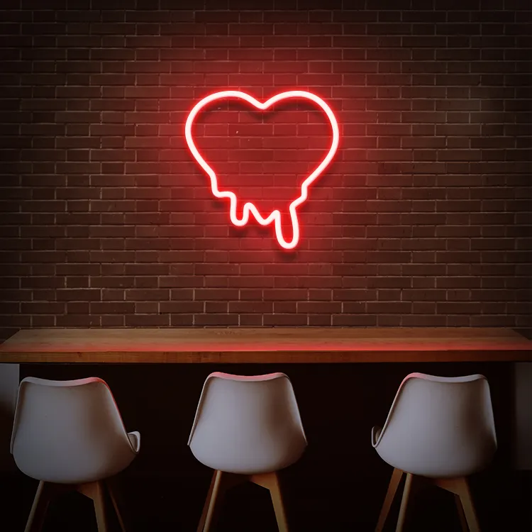 Koncept damla nakliye 18 inç aşk kalp Led Neon ışıkları özel Neon reklam LED Neon burcu