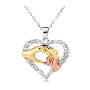 Женское ожерелье с подвеской в виде сердца, трех цветов