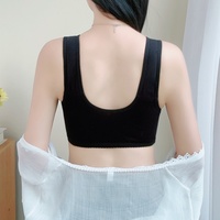 Soutien-gorge sans armatures en dentelle une pièce avec bretelles boutonnées et fermeture avant, en coton confortable, pour femmes âgées post-opératoires (tailles 36-52)