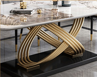 Ensemble de table à manger moderne en marbre italien avec base en acier inoxydable et 10 chaises pour usage en restaurant