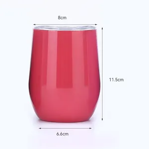 Custom Color Logo 12oz Wine Tumbler Stainless Steel Egg Shape <b>Mug</b> with Leakage Proof Lid - Product Image 2
