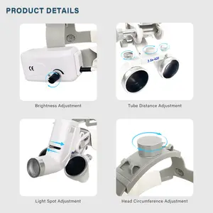 Loupe Medical Magnification 5W Focusing Headlight With Binocular Loupe Magnifier 2.5X 3.5X Dental Optical Surgical Type