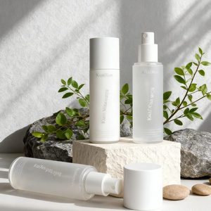 Flacon pompe sans air en <span class=keywords><strong>plastique</strong></span> dépoli de haute qualité, rond, avec bouchon à vis, 100 ml - 15 ml, pour soins de la peau - Product Image 1