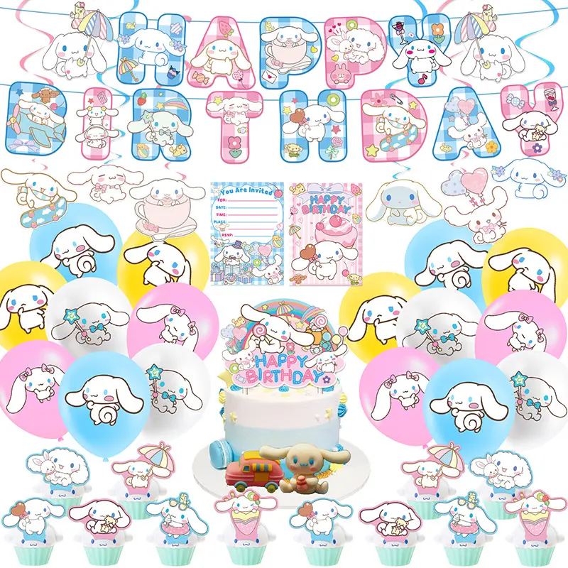 Cartoon Cute Cinnamoroll tema decorazione festa di compleanno Set con palloncini festa doccia decorazioni forniture per bambini bambina