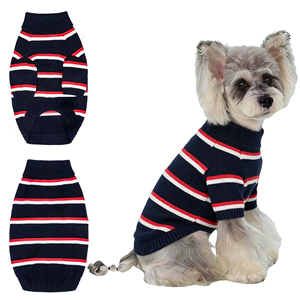 Hochwertiger Haustierpullover, weich gestreift, blau, warm und bequem, lässig und modisch, geeignet für den täglichen Gebrauch. - Product Image 4