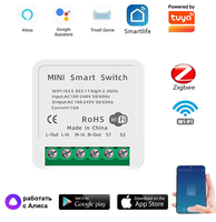 Mini interrupteur intelligent WiFi 16A 1 Gang 2 voies, module d'interrupteur intelligent DIY compatible avec l'application Smart Life/Tuya, compatible avec Alexa et Google Relay