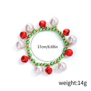 Christmas <b>Beaded</b> <b>Bracelet</b> With Bells Pearls Stars For Women Festive Jewelry Fall 2024 - Product Image 5