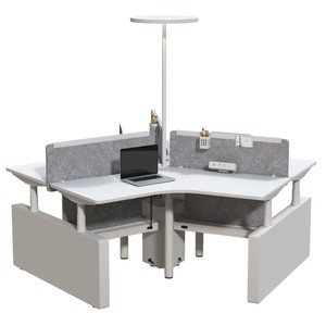 NATE Electric <b>Height</b> <b>Adjustable</b> Desk Frame 9-Leg Standing Desk Partition Office Workstation White - Product Image 4