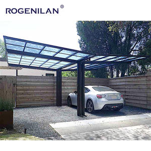 Auvent <span class=keywords><strong>de</strong></span> voiture moderne à pente fixe en aluminium, pour <span class=keywords><strong>jardin</strong></span>, terrasse extérieure, avec volet roulant, pare-soleil, imperméable - Product Image 2