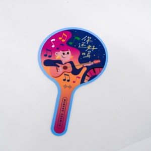맞춤형 모양의 원형 플라스틱 부채, 광고 홍보용 선물, 여름용 미니 소형 PVC PP 휴대용 부채 - Product Image 2