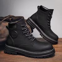Chaussures montantes pour homme en daim véritable imperméable à lacets confortables avec semelle extérieure antidérapante pour l'extérieur