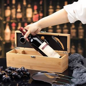 Simple <b>Wooden</b> Red <b>Wine</b> Packaging <b>Box</b> Red <b>Wine</b> <b>Box</b> Single <b>Wine</b> Storage <b>Box</b> Red <b>Wine</b> Opener <b>Gift</b> Packaging - Product Image 3