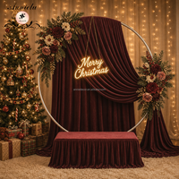 Arche Ronde ANNIELU en Aluminium – Cadre de Fond au Design Simple avec Base Noire pour Photobooth, Mariage, Fête, Décoration de Noël