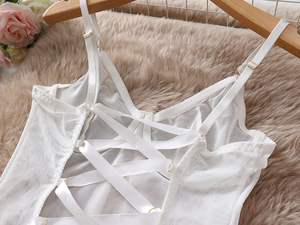 IHOOV, picardías Sexy para mujer, lencería Chemise, cabestrillo de malla de encaje transparente con decoración bordada, medias tiras de gasa de ganchillo - Product Image 6