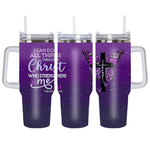 Gobelet isotherme en acier inoxydable de 40 oz avec impression de versets bibliques sur le thème de la foi en Jésus-Christ, avec paille, pour café, voyage, camping et voiture - Product Image 6