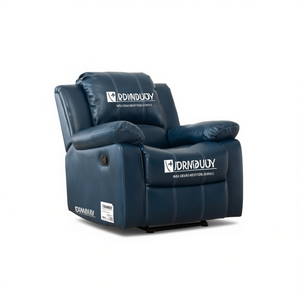 เก้าอี้ปรับเอนดีบี โมเดิร์น สีน้ำเงินกรมท่า หนังแท้ ควบคุมด้วยปุ่มไฟฟ้า หมุนได้ เฟอร์นิเจอร์ห้องนั่งเล่น - Product Image 1