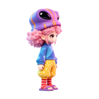 Figurine articulée OEM en PVC et ABS, poupée fille aux cheveux roses avec chapeau d'alien, jouet avec emballage personnalisé, service OEM d'usine