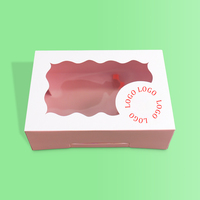Vente Chaude Boîte en Papier Rose avec Fenêtre à Design Personnalisé pour Donuts, Boulangerie, Gâteaux, Tartes, Biscuits, Desserts à Emporter – Emballage