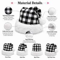 Chapeau de Père Noël personnalisé à carreaux avec bordure en peluche douce, chapeau de Noël disponible en plusieurs couleurs pour les cadeaux de Noël, les événements et service de logo personnalisé