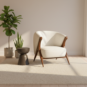 Sillón de Madera Maciza Nórdica Ecológico, Sillón Moderno de Tela para Sala de Estar, Dormitorio, Villa, Hotel, Apartamento - Product Image 1