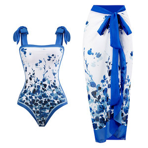 2025 custom design Swimming Suit Women Beach Bathing Suit Swimwear Golden Starfish Ruched Cutout tow Piece Swimsuit and <strong>Skirt</strong> - Product Image 5